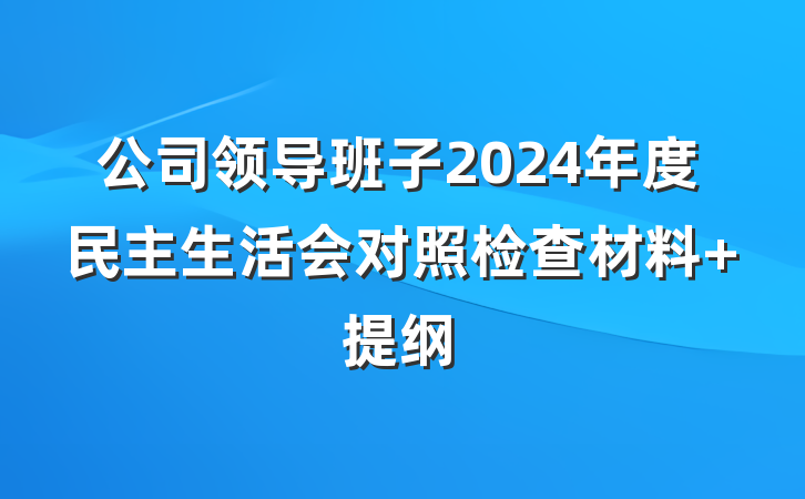 公司领导班子2024年度民主生活会对照检查材料 提纲