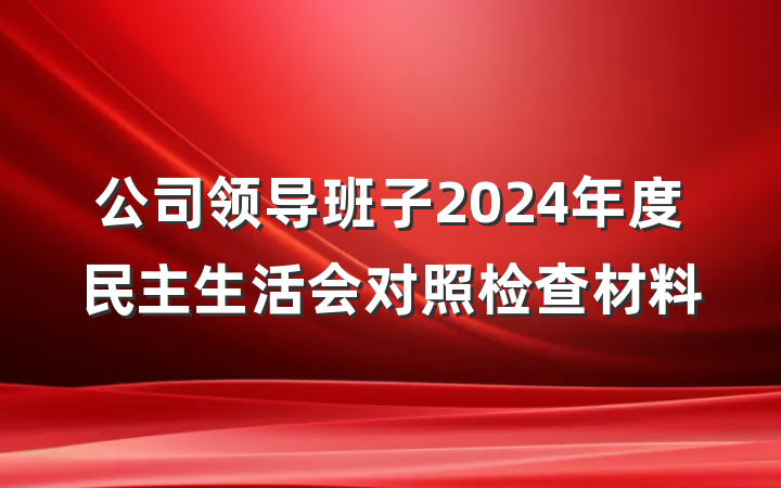 公司领导班子2024年度民主生活会对照检查材料
