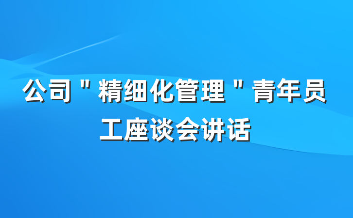 公司＂精细化管理＂青年员工座谈会讲话