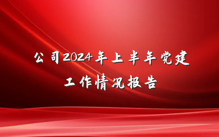 公司2024年上半年党建工作情况报告