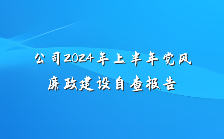 公司2024年上半年党风廉政建设自查报告
