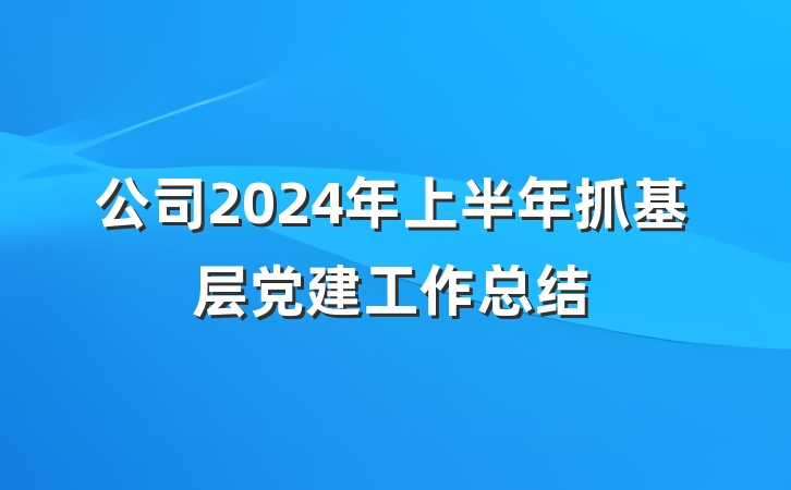 公司2024年上半年抓基层党建工作总结
