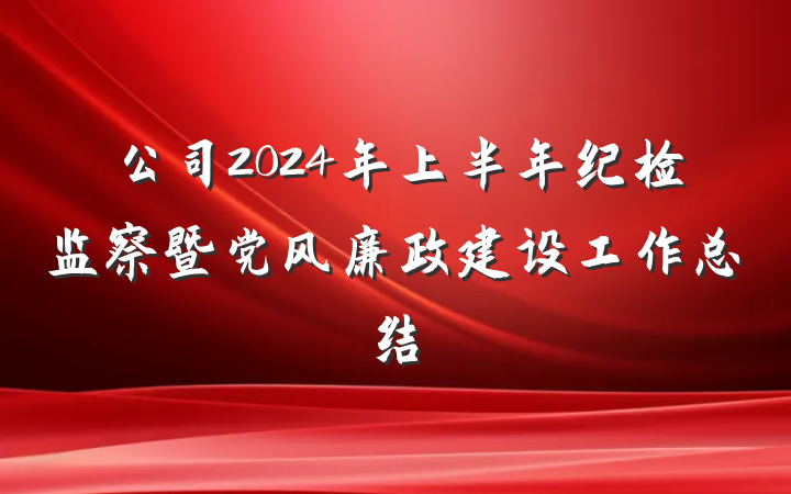 公司2024年上半年纪检监察暨党风廉政建设工作总结