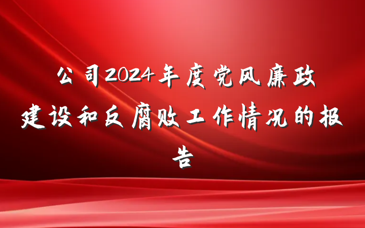 公司2024年度党风廉政建设和反腐败工作情况的报告