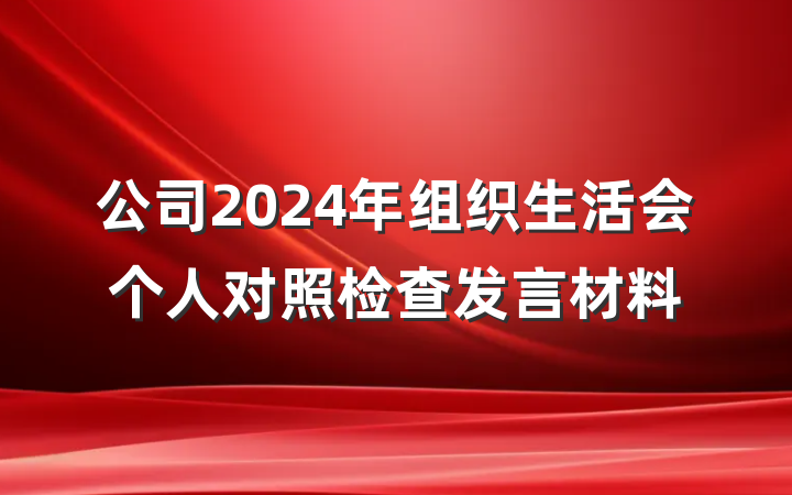 公司2024年组织生活会个人对照检查发言材料