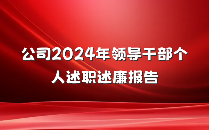 公司2024年领导干部个人述职述廉报告