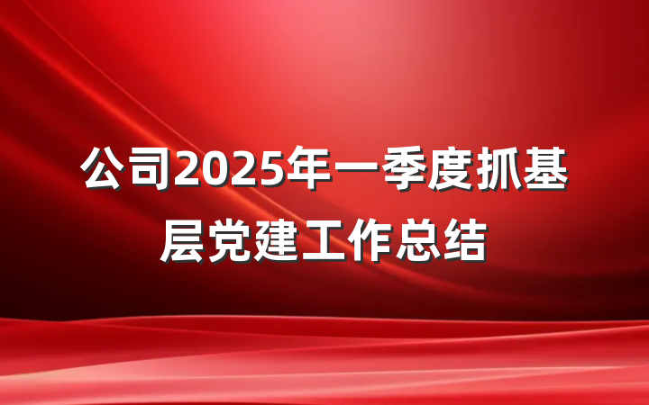 公司2025年一季度抓基层党建工作总结