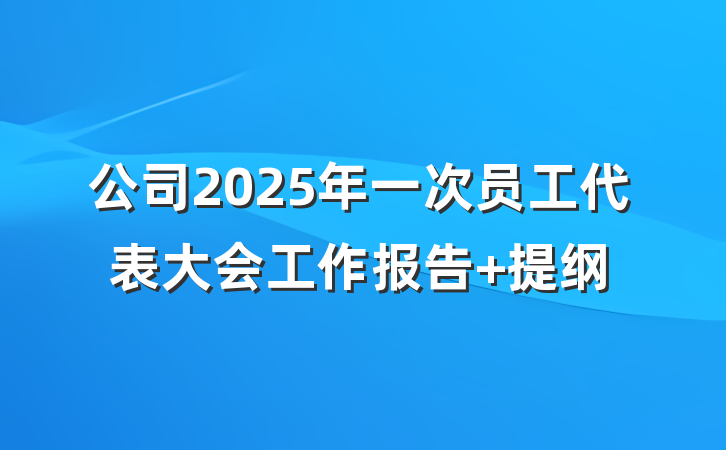 公司2025年一次员工代表大会工作报告 提纲