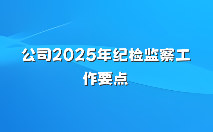 公司2025年纪检监察工作要点