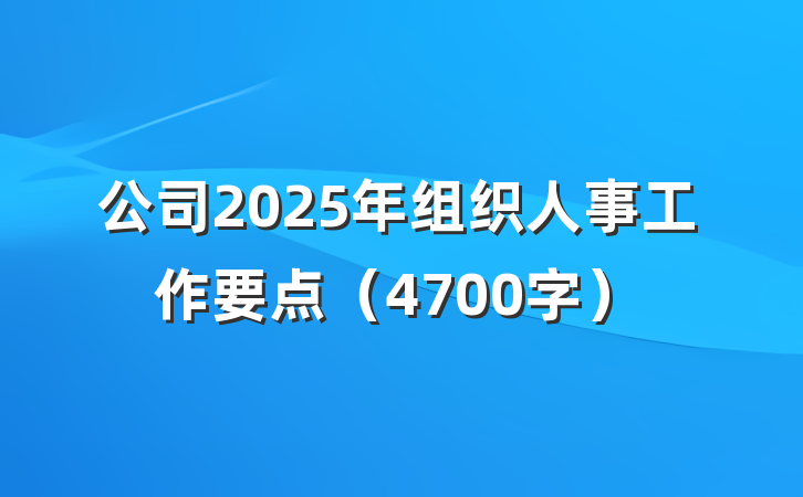 公司2025年组织人事工作要点（4700字）