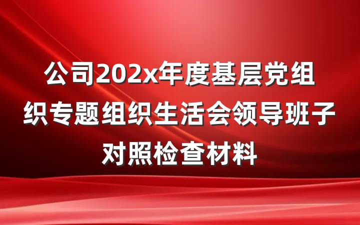 公司202x年度基层党组织专题组织生活会领导班子对照检查材料