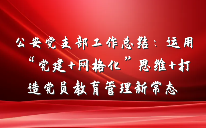 公安党支部工作总结：运用“党建+网格化”思维 打造党员教育管理新常态