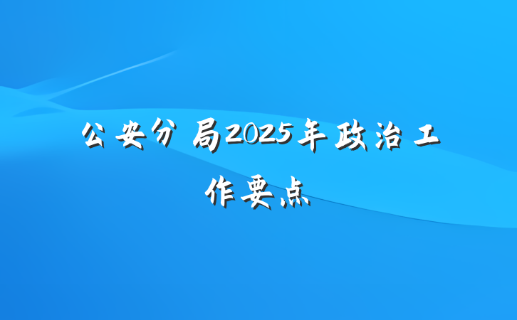 公安分局2025年政治工作要点