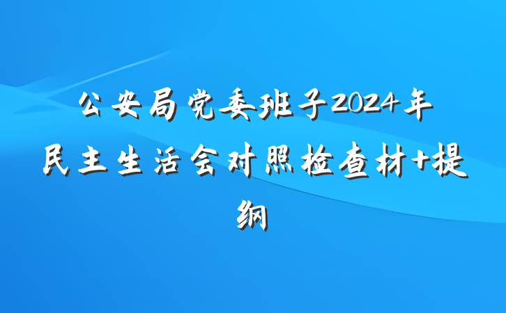 公安局党委班子2024年民主生活会对照检查材 提纲