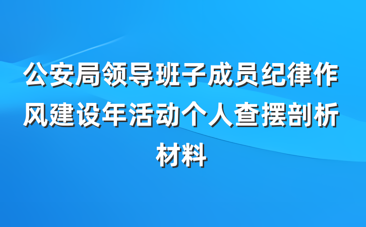 公安局领导班子成员纪律作风建设年活动个人查摆剖析材料