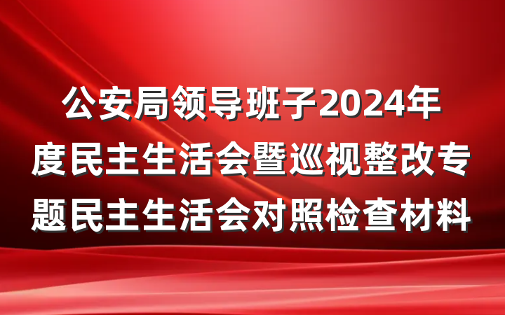 公安局领导班子2024年度民主生活会暨巡视整改专题民主生活会对照检查材料