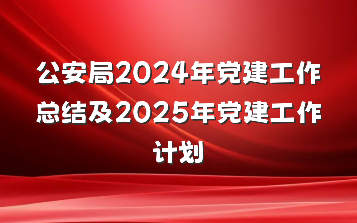公安局2024年党建工作总结及2025年党建工作计划