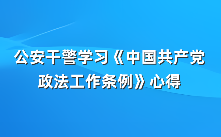 公安干警学习《中国共产党政法工作条例》心得