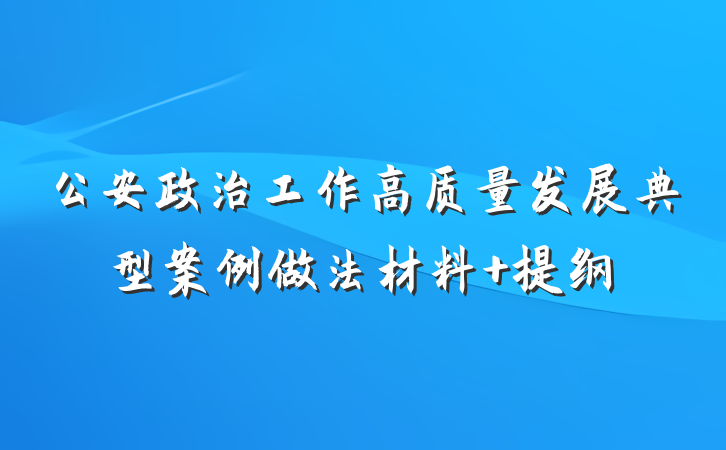 公安政治工作高质量发展典型案例做法材料 提纲