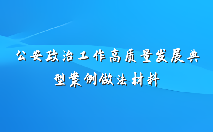 公安政治工作高质量发展典型案例做法材料