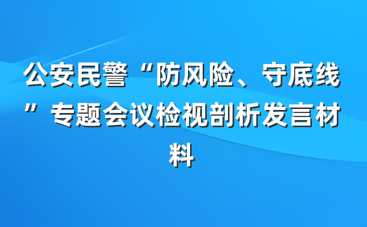 公安民警“防风险、守底线”专题会议检视剖析发言材料