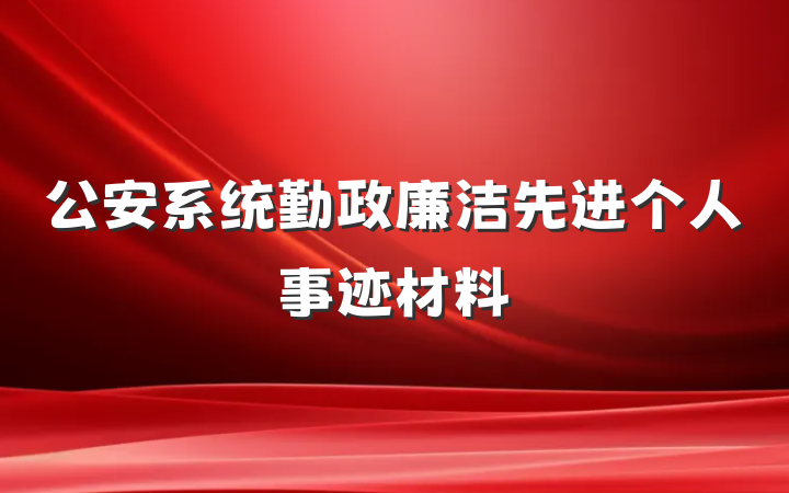 公安系统勤政廉洁先进个人事迹材料