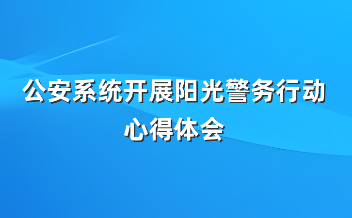 公安系统开展阳光警务行动心得体会