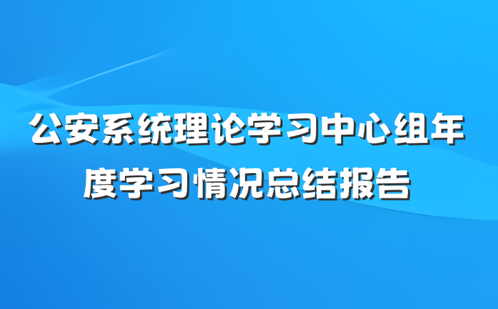 公安系统理论学习中心组年度学习情况总结报告