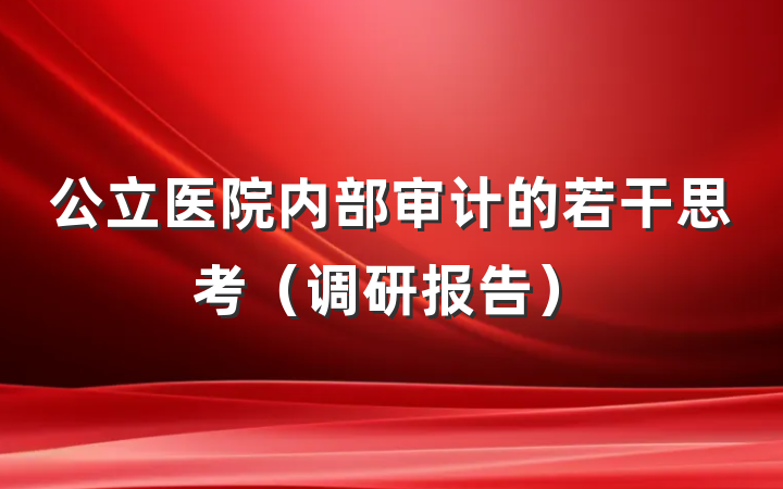 公立医院内部审计的若干思考（调研报告）