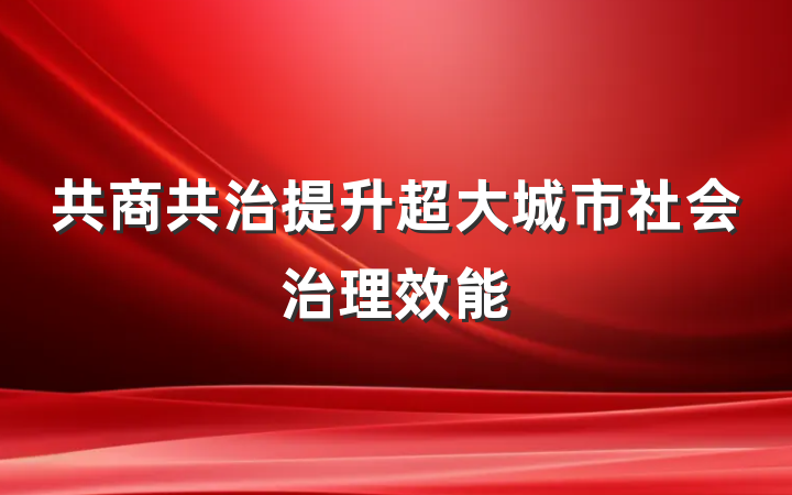 共商共治提升超大城市社会治理效能