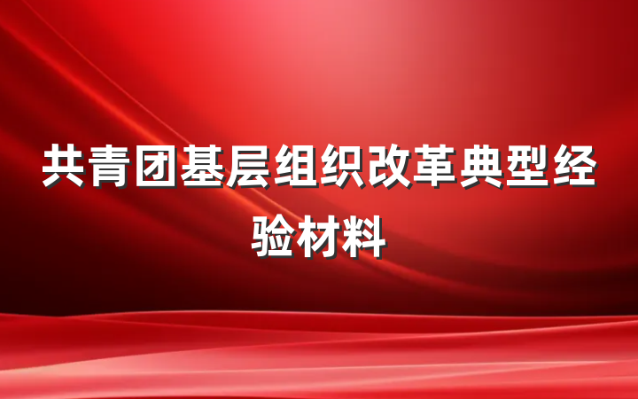 共青团基层组织改革典型经验材料