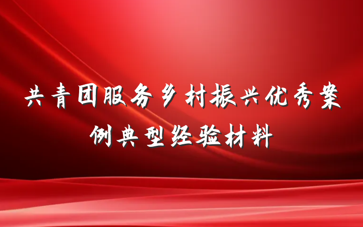 共青团服务乡村振兴优秀案例典型经验材料