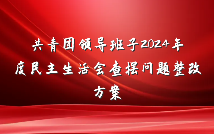 共青团领导班子2024年度民主生活会查摆问题整改方案