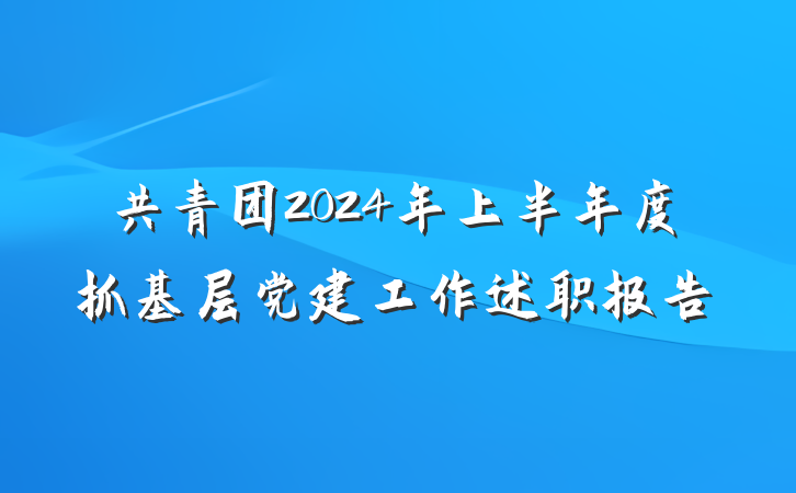 共青团2024年上半年度抓基层党建工作述职报告