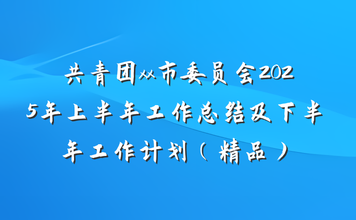 共青团xx市委员会2025年上半年工作总结及下半年工作计划（精品）