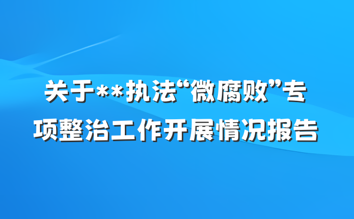 关于**执法“微腐败”专项整治工作开展情况报告
