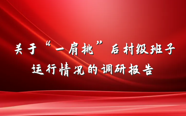 关于“一肩挑”后村级班子运行情况的调研报告