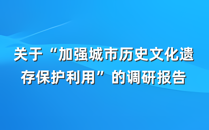 关于“加强城市历史文化遗存保护利用”的调研报告