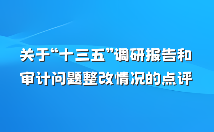 关于“十三五”调研报告和审计问题整改情况的点评