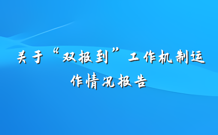关于“双报到”工作机制运作情况报告