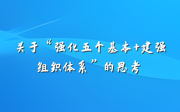 关于“强化五个基本 建强组织体系”的思考