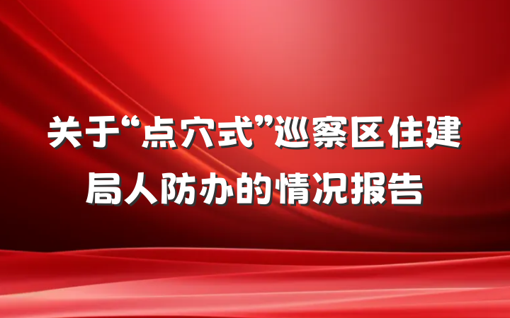 关于“点穴式”巡察区住建局人防办的情况报告