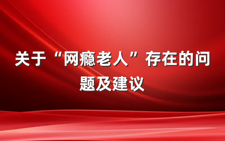 关于“网瘾老人”存在的问题及建议