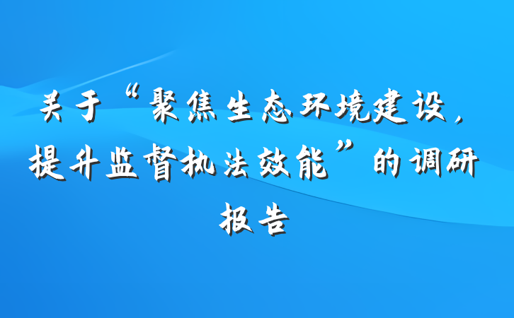 关于“聚焦生态环境建设，提升监督执法效能”的调研报告