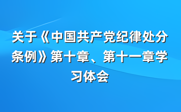 关于《中国共产党纪律处分条例》第十章、第十一章学习体会
