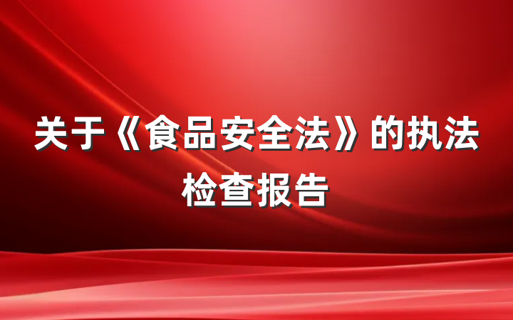 关于《食品安全法》的执法检查报告