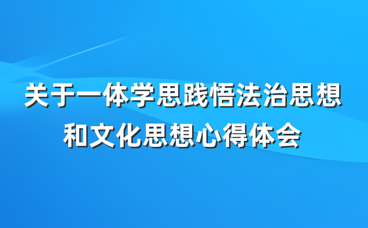 关于一体学思践悟法治思想和文化思想心得体会