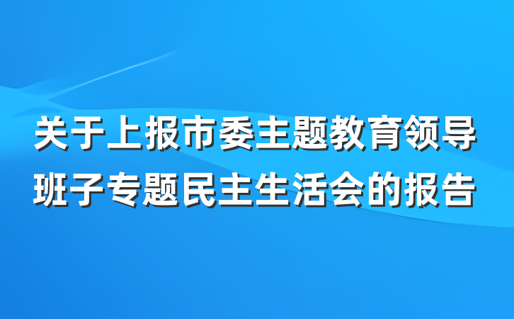 关于上报市委主题教育领导班子专题民主生活会的报告