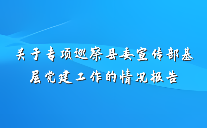 关于专项巡察县委宣传部基层党建工作的情况报告
