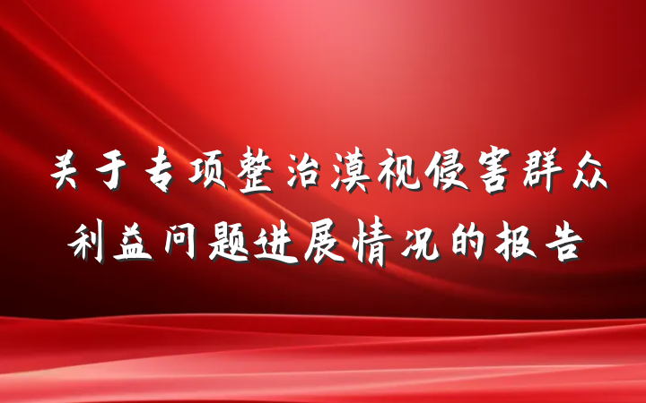 关于专项整治漠视侵害群众利益问题进展情况的报告